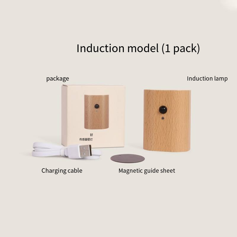 Solid Wood Grain Human Body Induction LED Wall Lamp