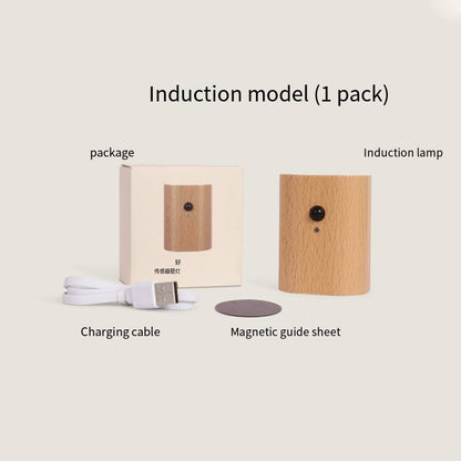 Solid Wood Grain Human Body Induction LED Wall Lamp
