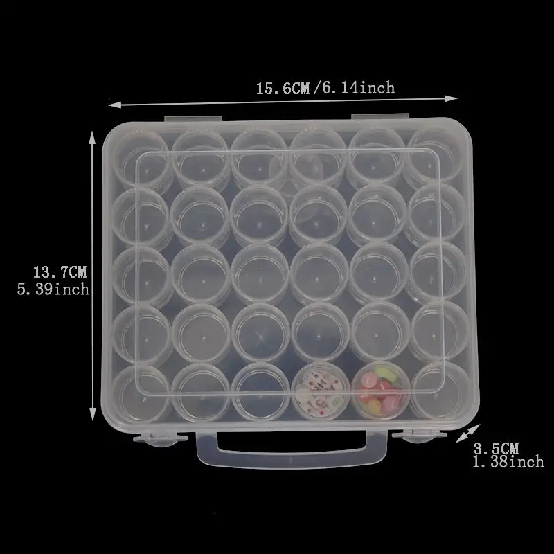 30-Cell Portable Round Jewelry Box for Beads and Rings