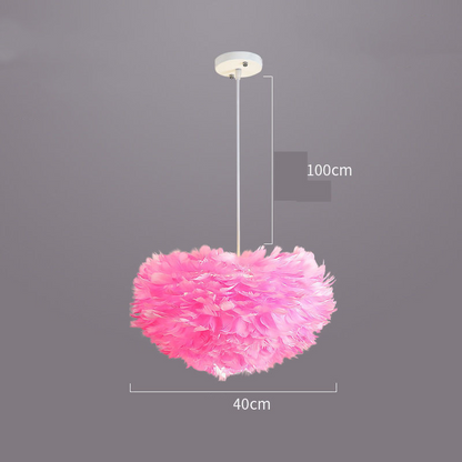 Modern Minimalist Heart-Shaped Feather Chandelier for Bedroom