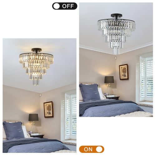 Large Black Crystal Chandelier – Contemporary Style for Living Room, Dining Room & Bedroom