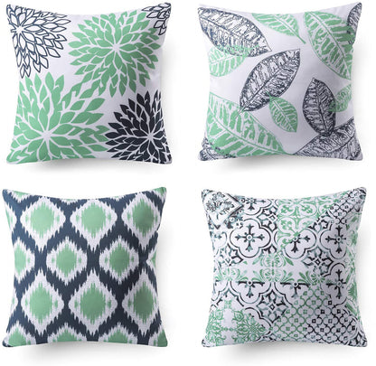 4pcs Ginkgo Biloba Geometric Pattern Sofa Cushions