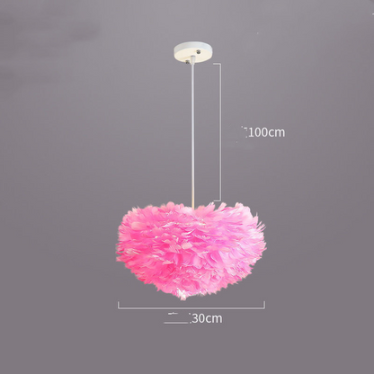 Modern Minimalist Heart-Shaped Feather Chandelier for Bedroom