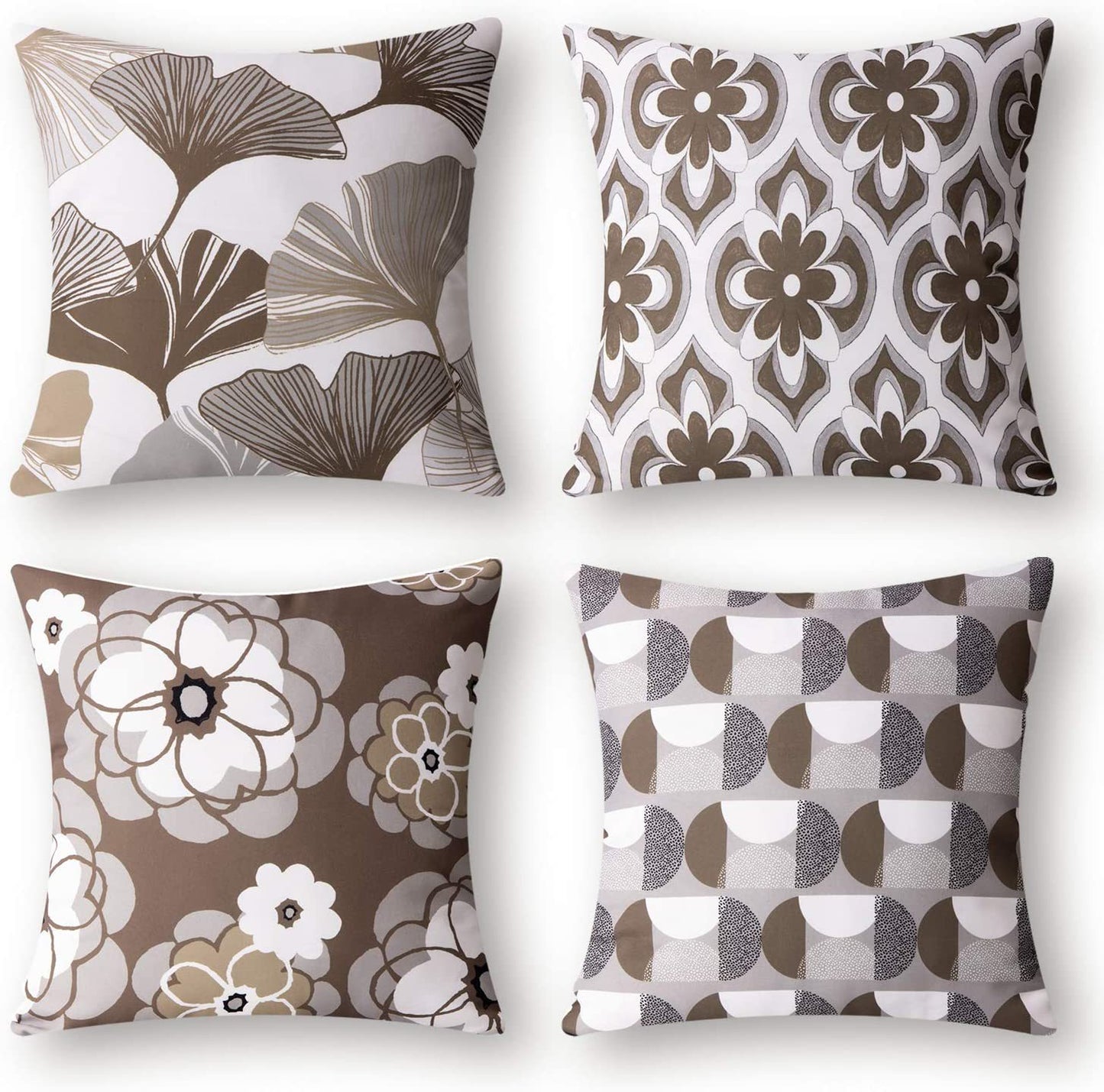 4pcs Ginkgo Biloba Geometric Pattern Sofa Cushions