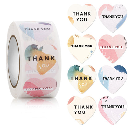 Heart-Shaped Floral Thank You Decorative Stickers