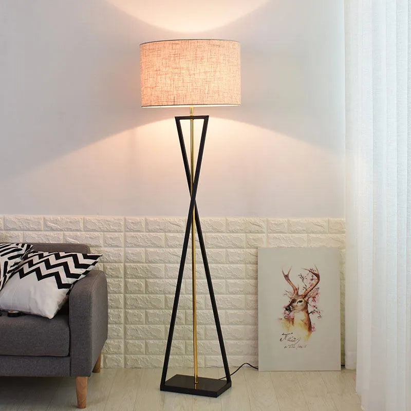 Nordic Fabric-Shade LED Floor Lamp – Cozy Standing Light