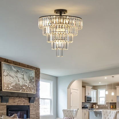 Large Black Crystal Chandelier – Contemporary Style for Living Room, Dining Room & Bedroom