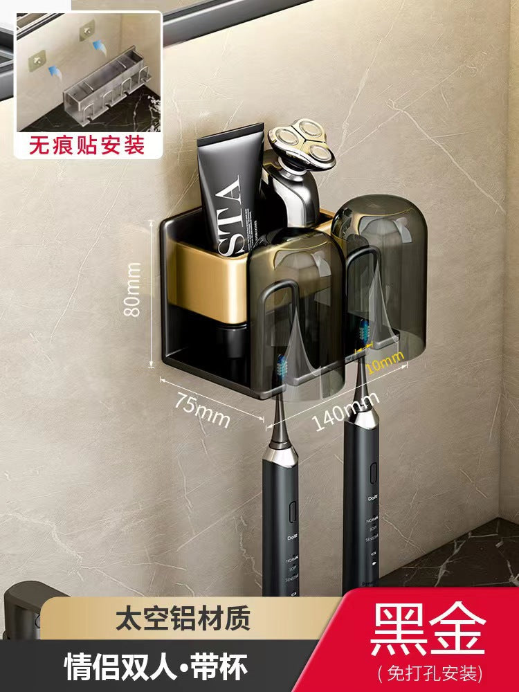 Wall-Mounted Toothbrush and Cup Holder for Bathroom