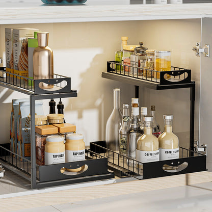 2-Tier Carbon Steel Storage Rack (2-Pack) – No-Drill Organizer