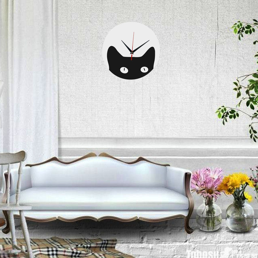 Acrylic Cat Wall Clock - Decorative Quartz Design