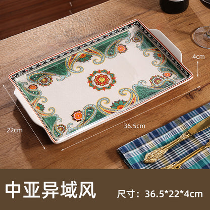 Wholesale Ceramic Tray for Home Use, Rectangular Design