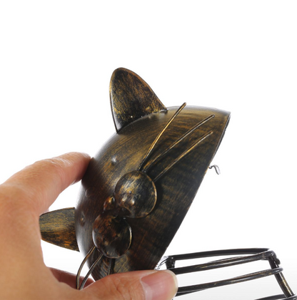 Creative Iron Wine Rack with Decorative Coin Jar