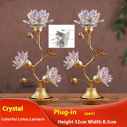 Colorful Lotus Crystal Pilot Lamp – Decorative LED Table Light (Set of 2)