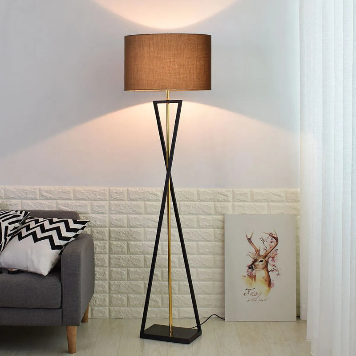 Nordic Fabric-Shade LED Floor Lamp – Cozy Standing Light