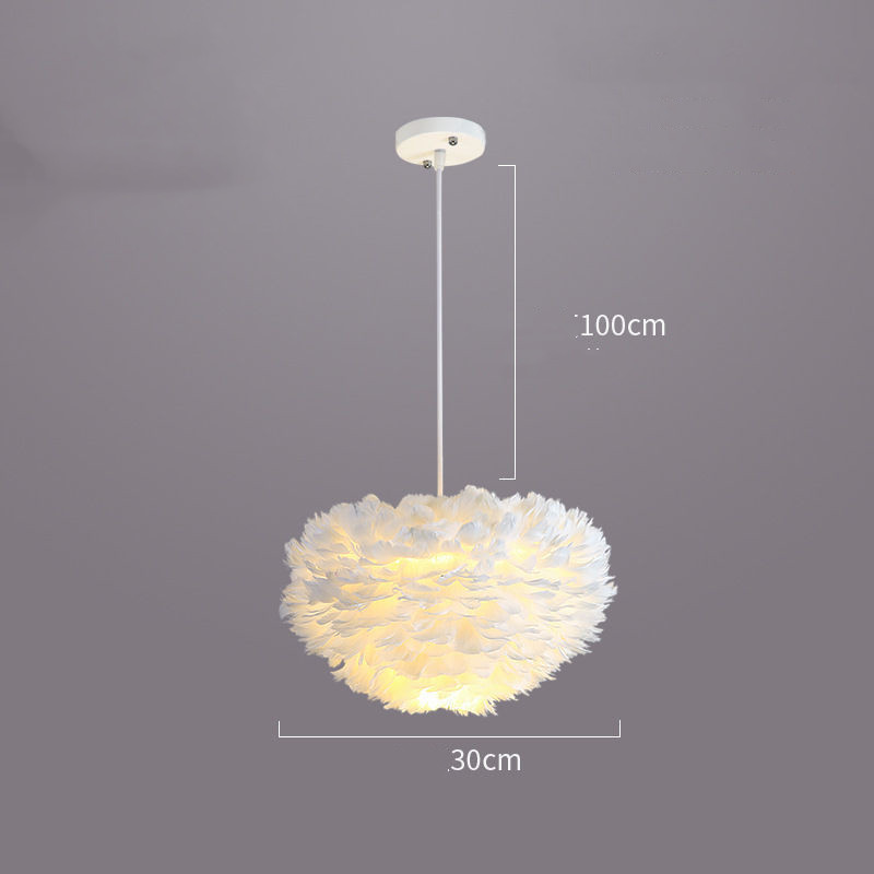 Modern Minimalist Heart-Shaped Feather Chandelier for Bedroom