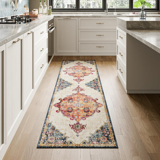 Dripex 2x8 Runner Rug Machine Washable Non Slip Area RugBoho Kitchen Runner Rug No Pile Lightweight Vintage Rug Floor Carpet for Entryway Hallway Kitchen and CorridorMulti