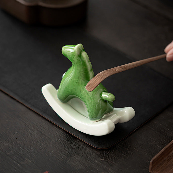 Ceramic Green Horse Tea Pet Decorative Figurine
