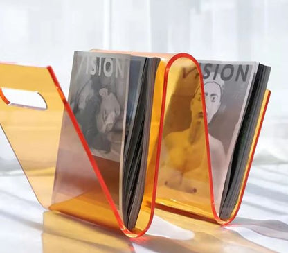 Acrylic Decorative Bookstand Retro W-shaped Storage Rack
