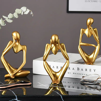 3pcs Handmade Abstract Villain Resin Decorative Statues