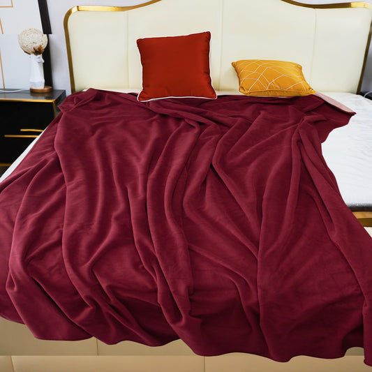 Ahinahwap Waterproof Blanket for Bed Couch Sofa 60"x80" Reversible & Washable Waterproof Blanket Queen Size Waterproof Blanket Twin Water Resistant Bed Blanket (Burgundy/Rose Pink)