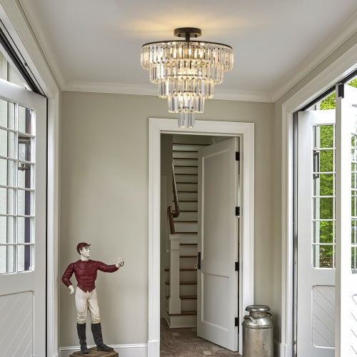 Large Black Crystal Chandelier – Contemporary Style for Living Room, Dining Room & Bedroom