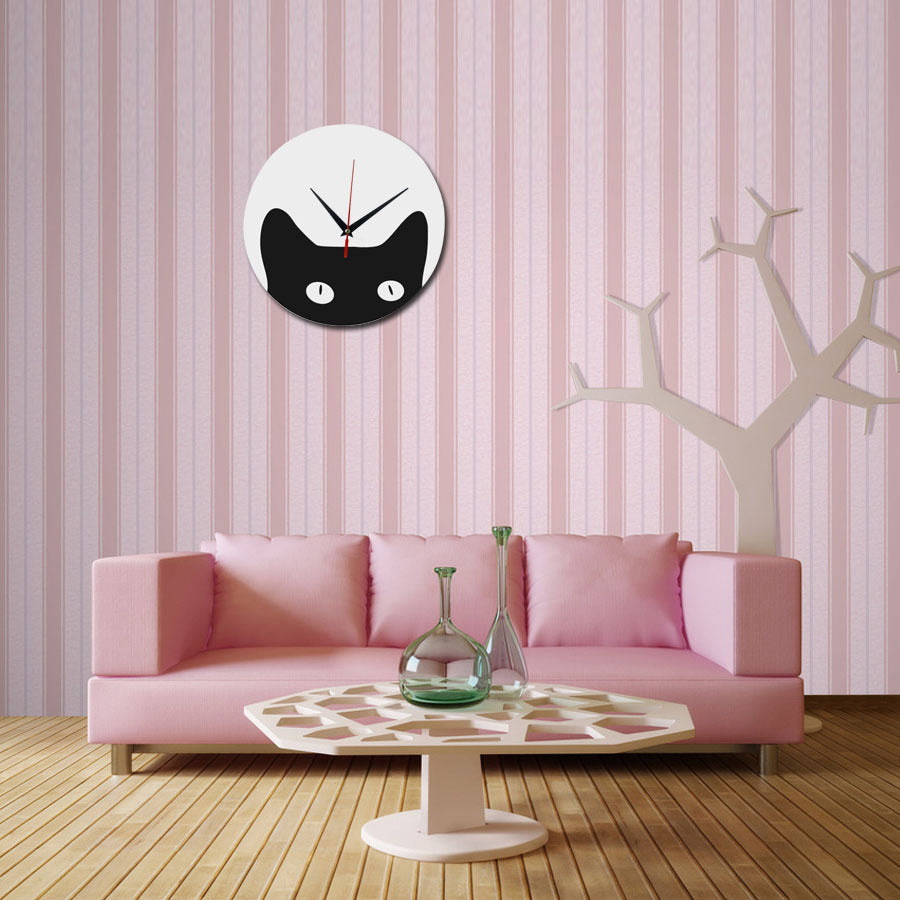 Acrylic Cat Wall Clock - Decorative Quartz Design