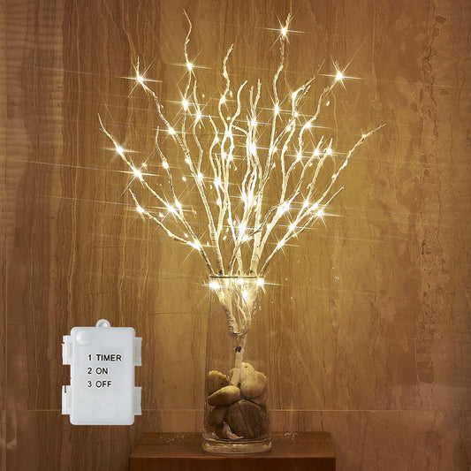 Lighted Birch Branches with Timer & Fairy Lights – Indoor Outdoor Decorative Twig Light