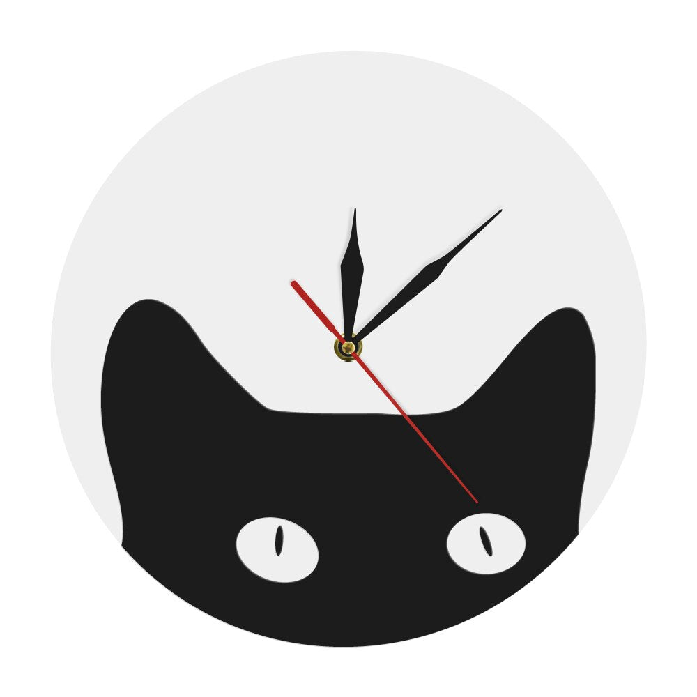 Acrylic Cat Wall Clock - Decorative Quartz Design