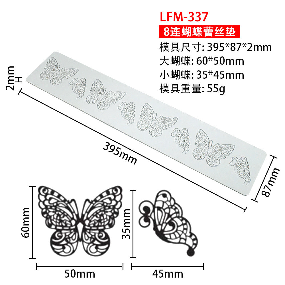 8-Pattern Butterfly Lace Mold for Cake Decoration