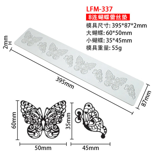 8-Pattern Butterfly Lace Mold for Cake Decoration
