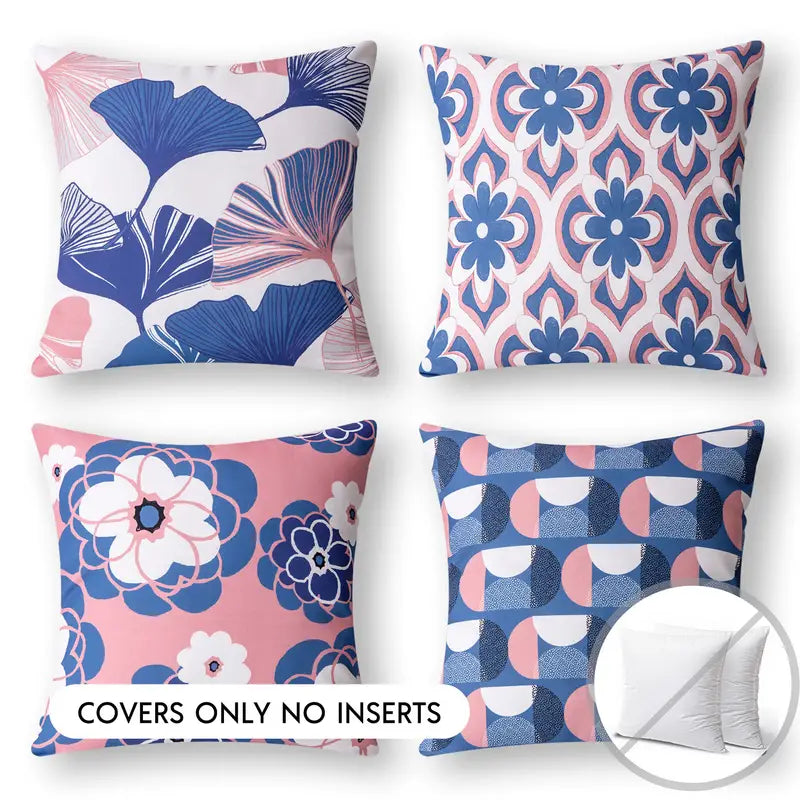 4pcs Ginkgo Biloba Geometric Pattern Sofa Cushions