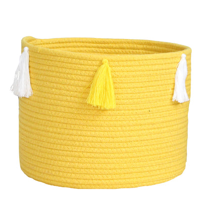 Handwoven Cotton Rope Storage Basket with Tassels