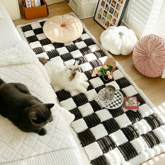 Cream Plush Floor & Bed Cushion Mat – Non-Slip Tatami Pad