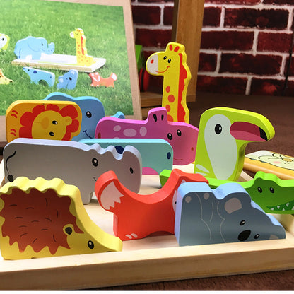3D Wooden Animal Puzzle Match Educational Toy