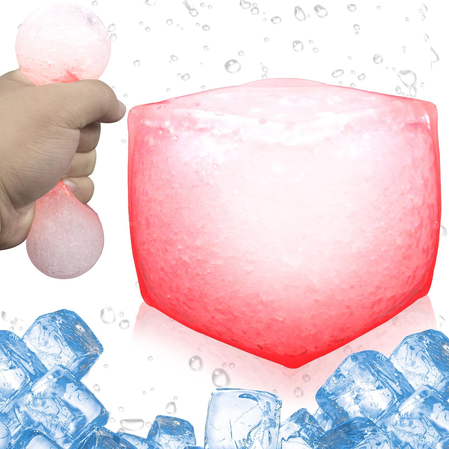 Ice Cool Stress Balls Fidget Toys for Adults and Kids Ice Cold Squeeze Balls Sensory Toys - Reusable Chilled in Refrigerator Squeeze Toys Stress Relief Toys for Kids Party Favor (Pink)