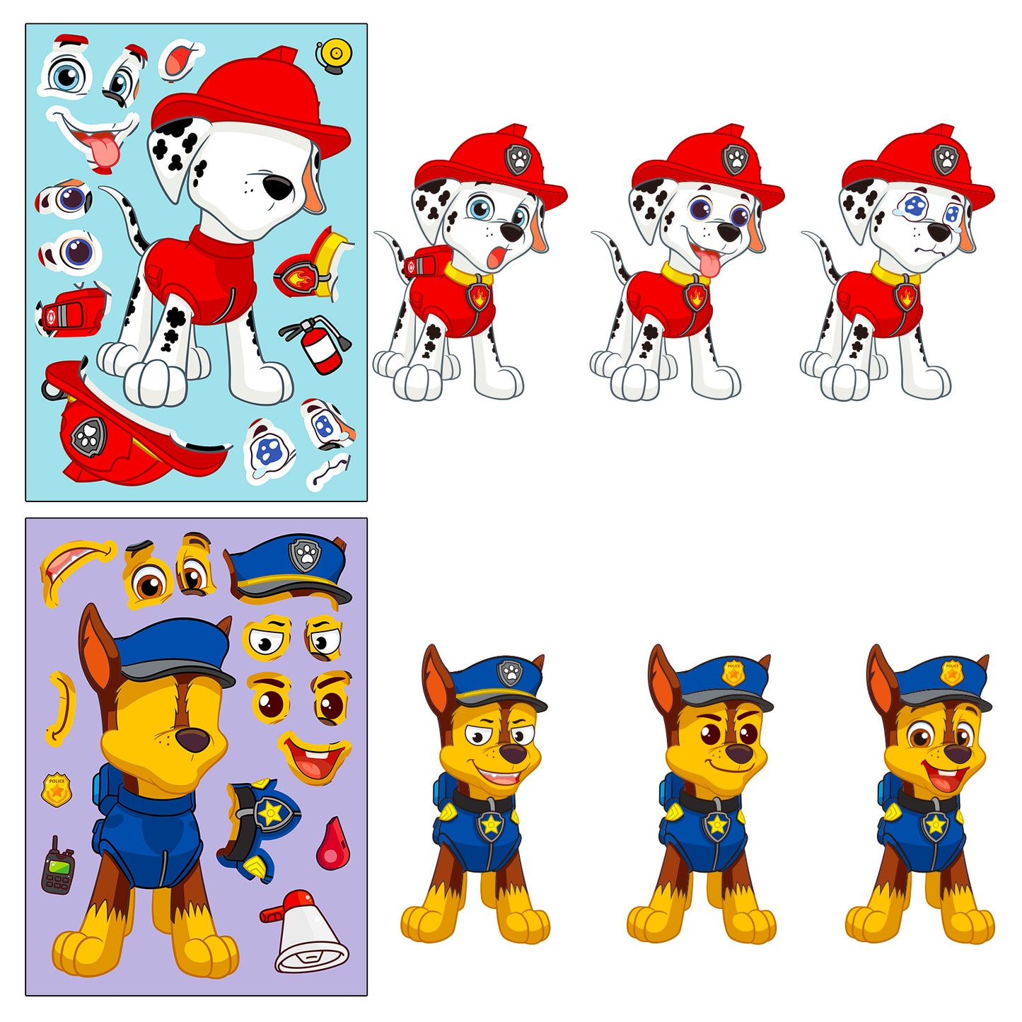 6-Pack DIY Face Swap Stickers for Kids Puzzles