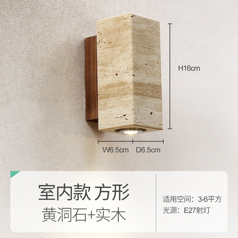 Japanese Wabi-Sabi Style Wooden Bedside Wall Lamp