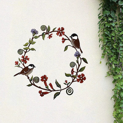 Metal Bird and Flower Garland for Outdoor Decor