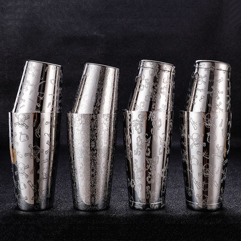 304 Stainless Steel Boston Cocktail Shaker with Design