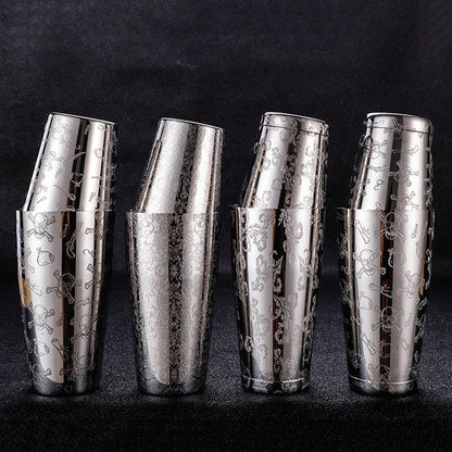 304 Stainless Steel Boston Cocktail Shaker with Design