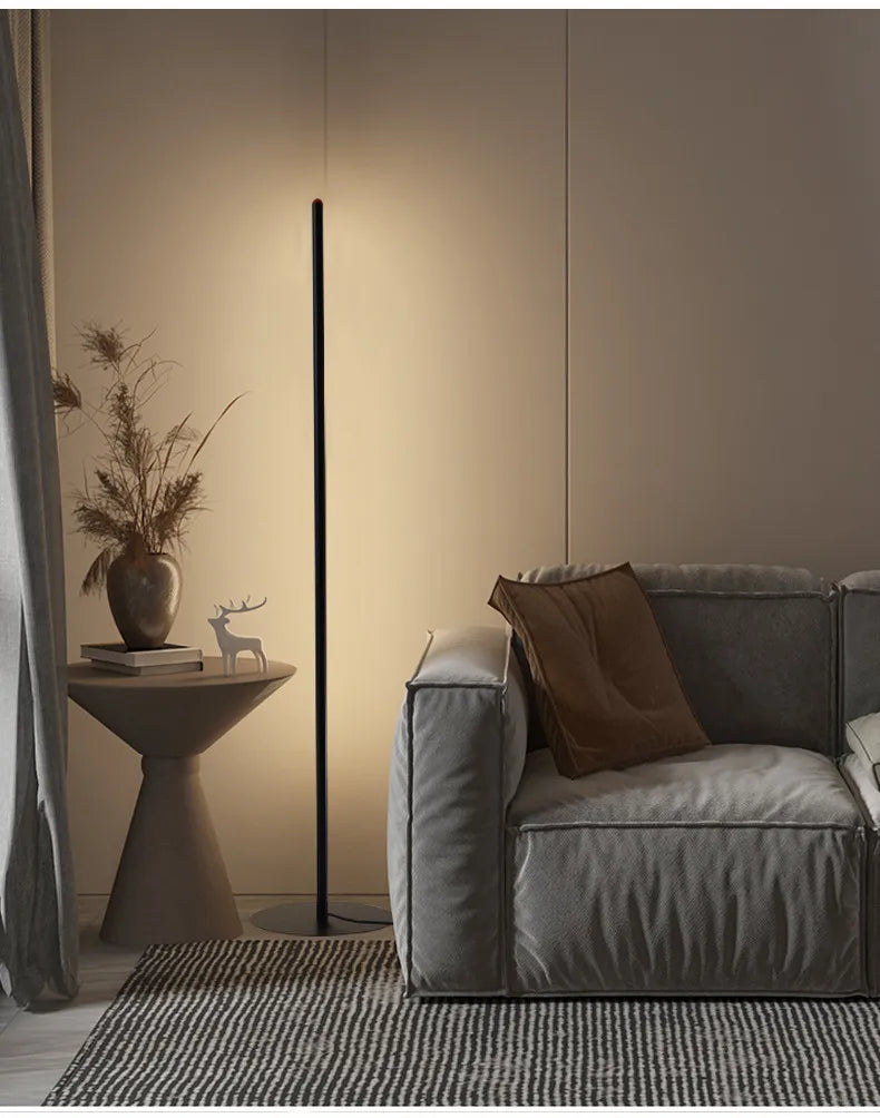 Nordic Arched Corner Floor Lamp – Slim Standing Light for Living Room