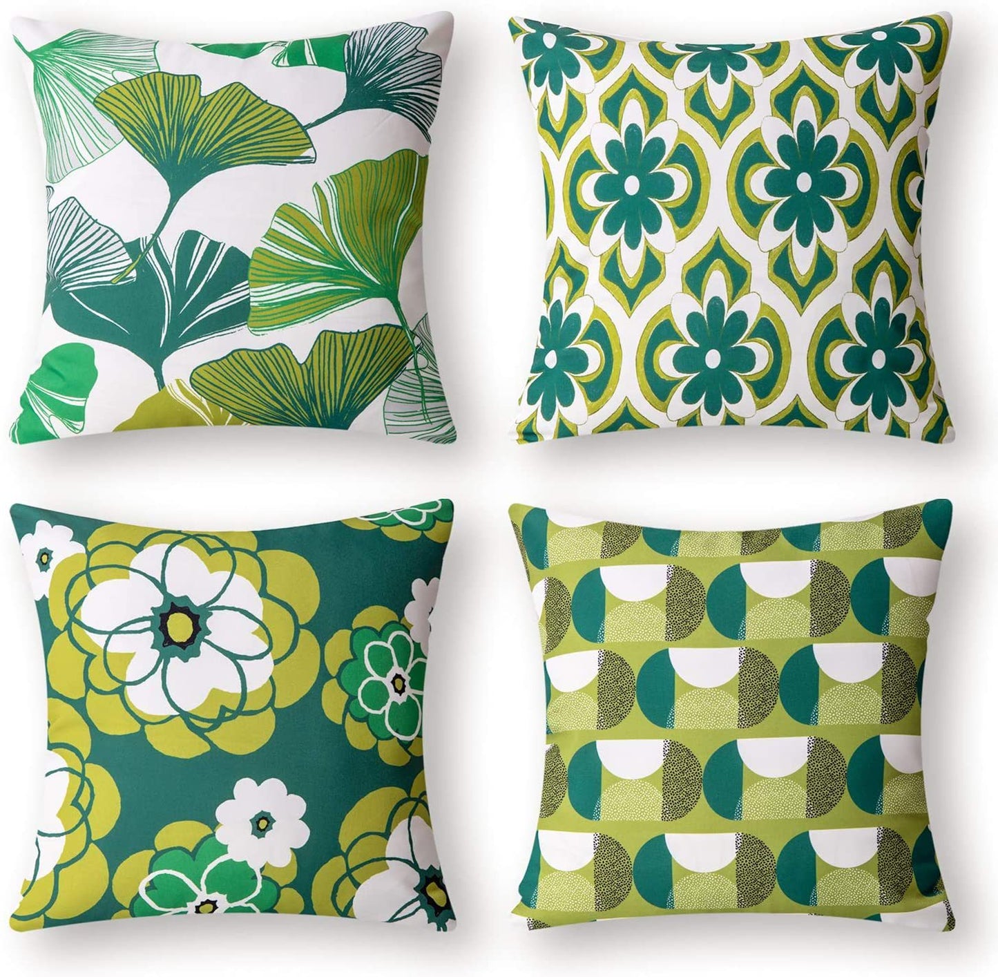 4pcs Ginkgo Biloba Geometric Pattern Sofa Cushions