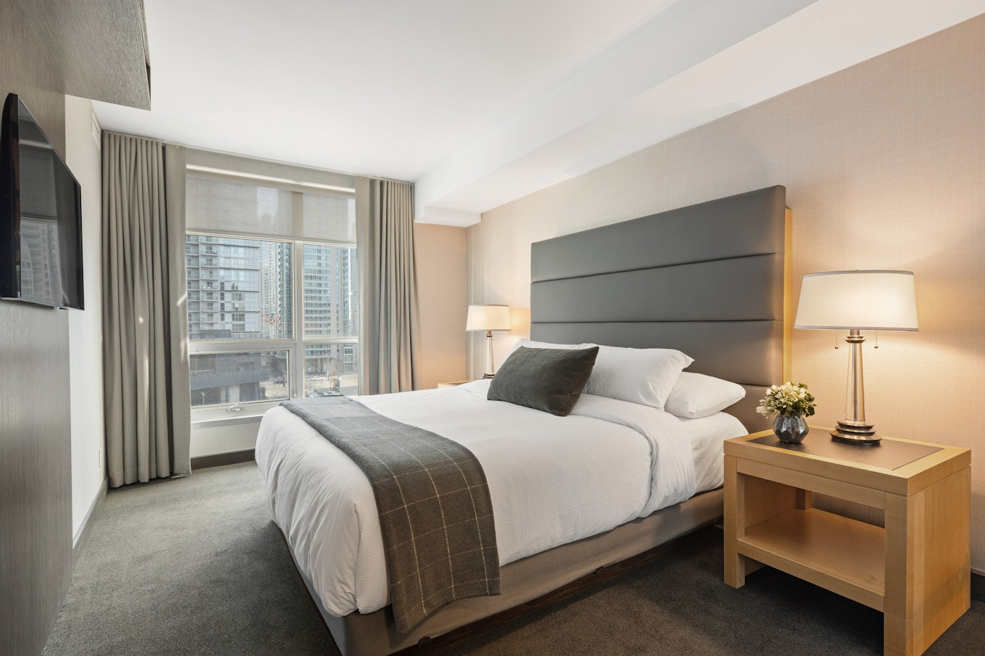 Cream floor lamp bedroom warm ambient light